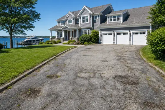 Waterfront home · South Shore driveway before sealcoating