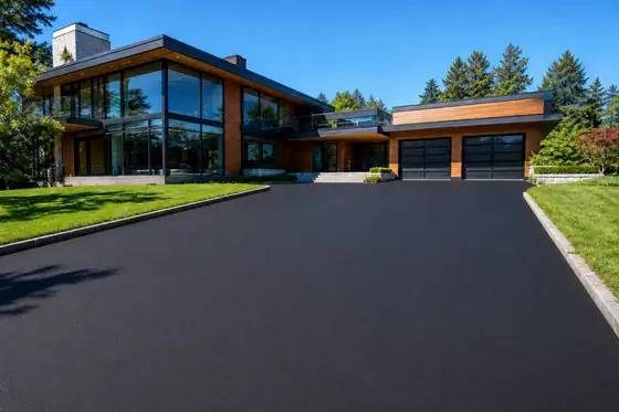 Modern contemporary · wide court driveway after sealcoating