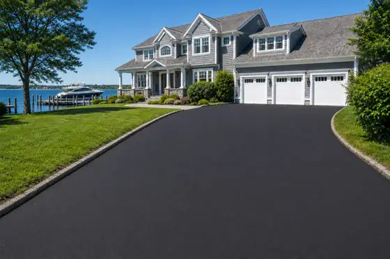 Waterfront home · South Shore driveway after sealcoating